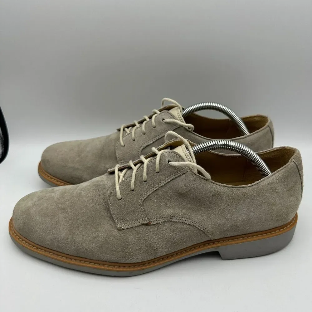 Cole Haan Grand OS Mens 10 M Beige Suede Leather Oxford Plain Toe Casual FLAW‎